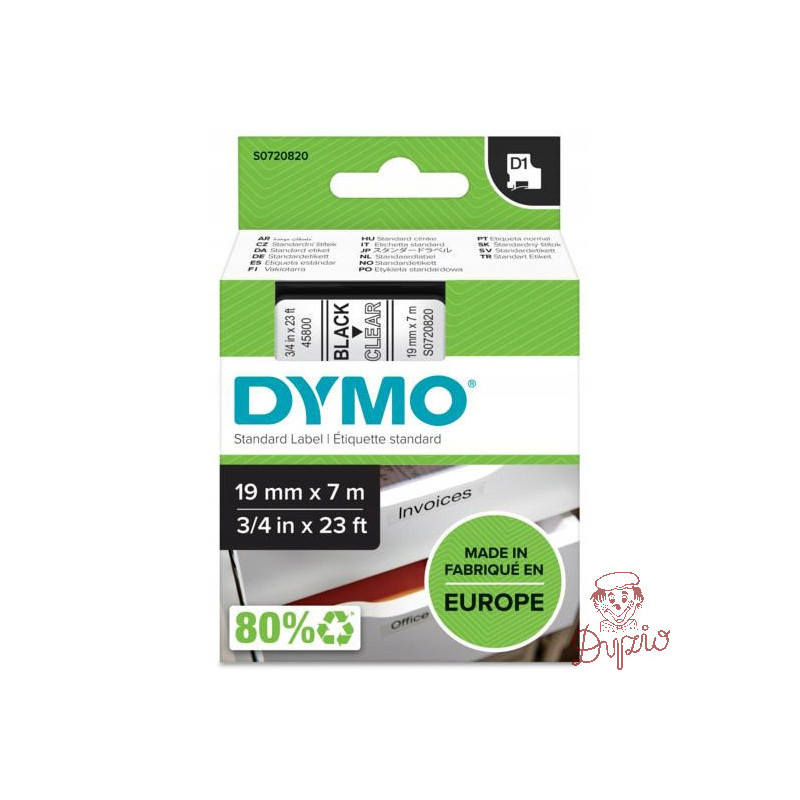 Taśma czarny nadruk na przezroczystym 19mm x 7m DYMO S0720820