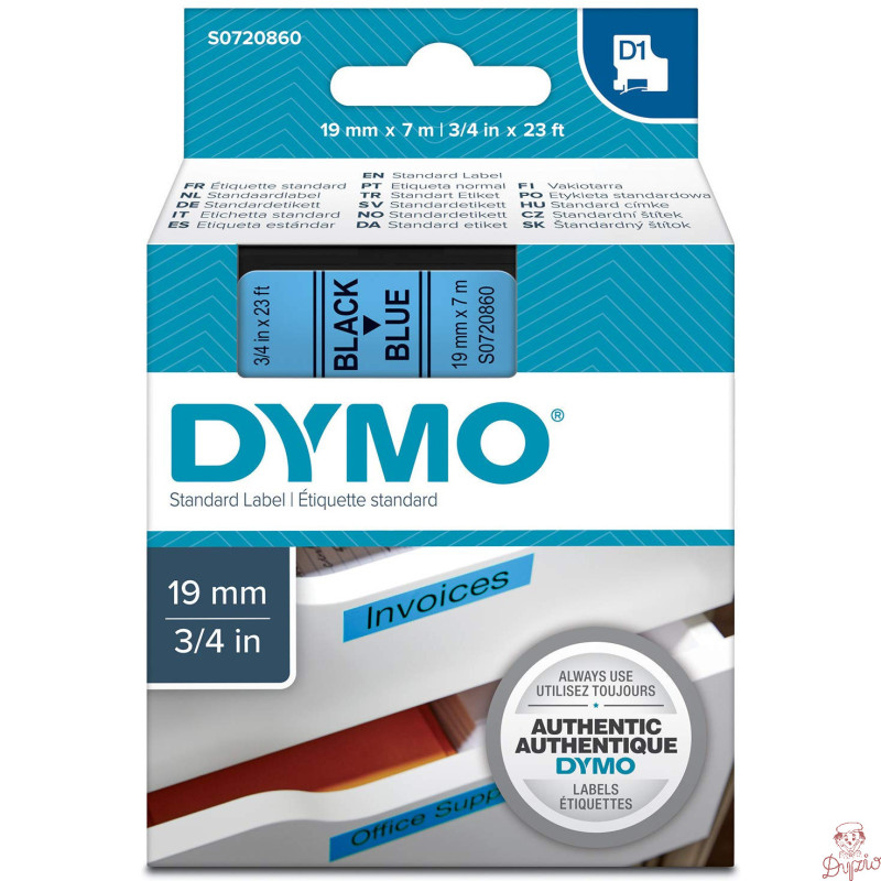 Taśma czarny nadruk na niebieskim 19mm x 7m DYMO S0720860