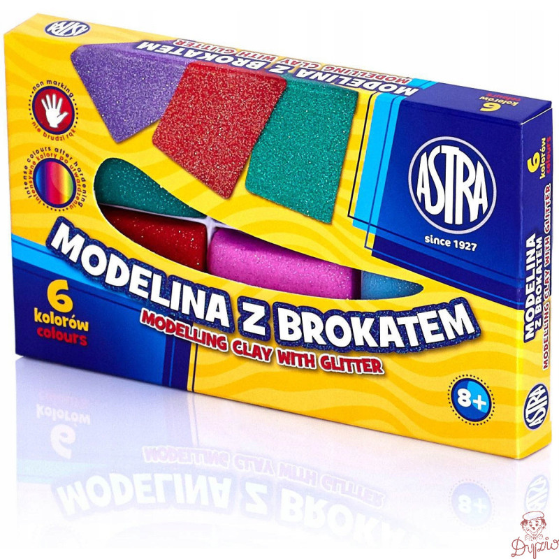 Modelina termoutwardzalna z brokatem zestaw 6 kolorów 304109001 ASTRA