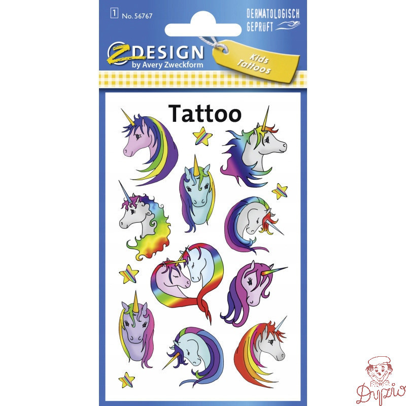 Naklejki tatuaże dla dzieci JEDNOROŻEC 56767 Z-DESIGN KIDS TATTOO AVERY ZWECKFORM
