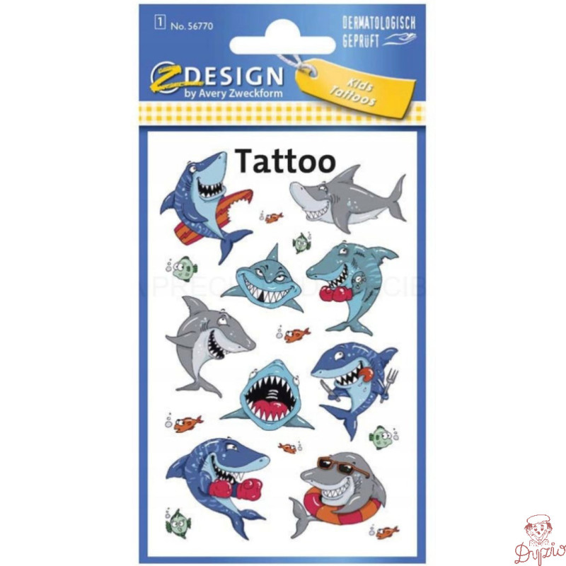 Naklejki tatuaże dla dzieci REKINY 56770 Z-DESIGN KIDS TATTOO AVERY ZWECKFORM