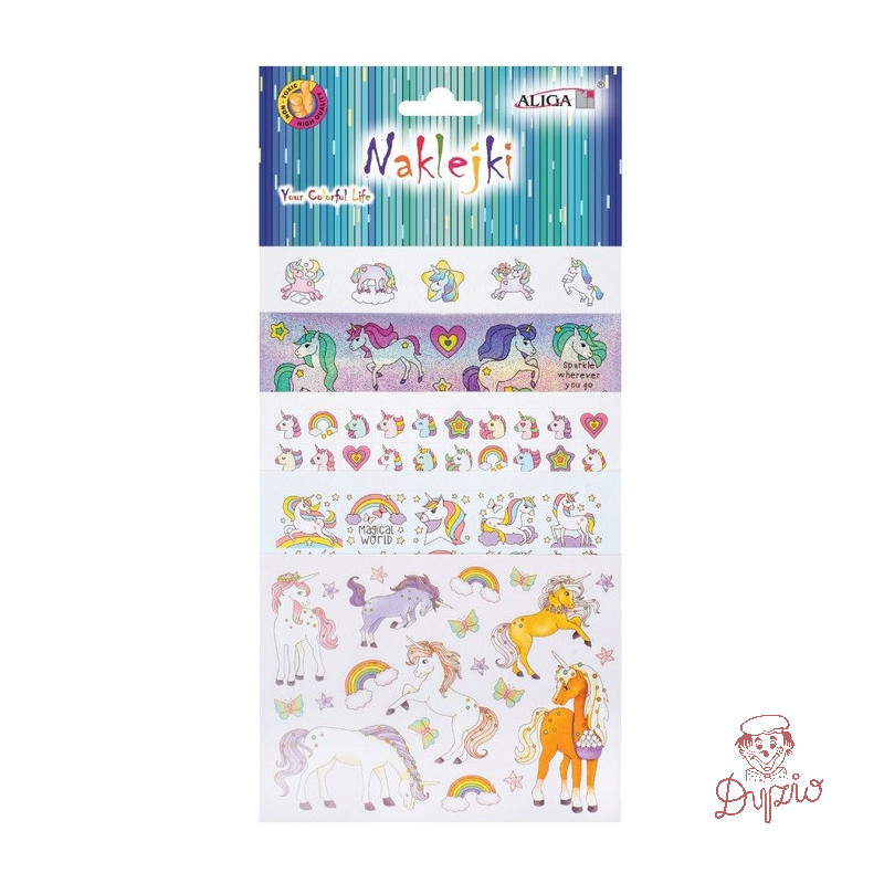 Naklejki JEDNOROŻCE 13,5x10cm 5 kart NK-0148 ALIGA