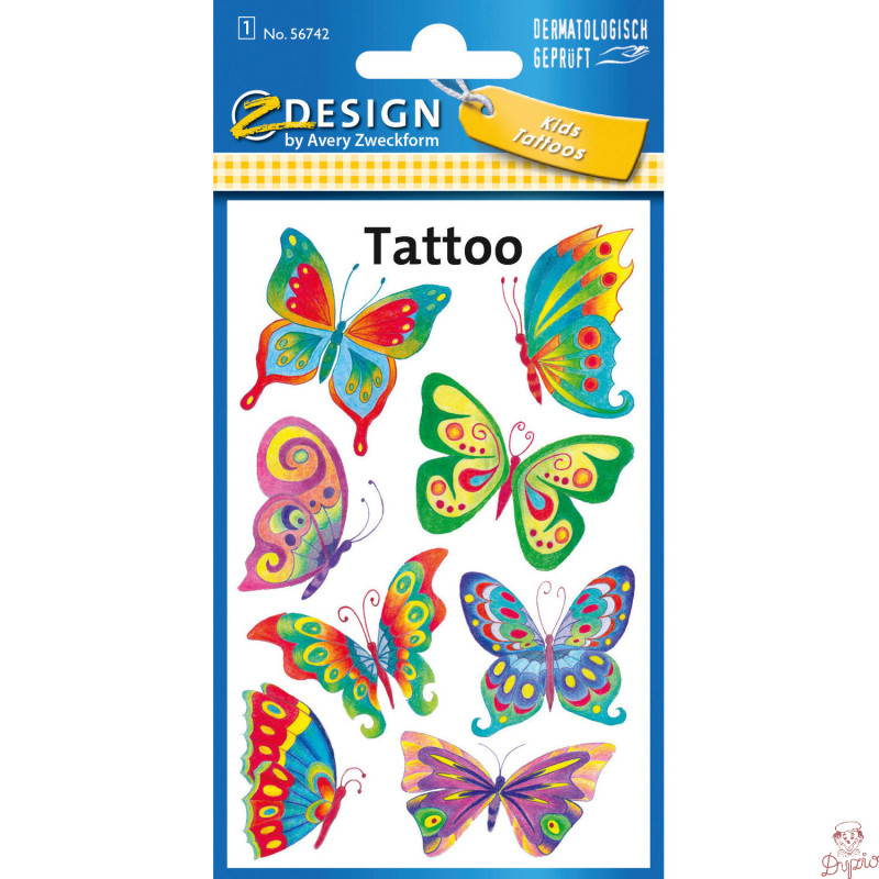 Naklejki tatuaże dla dzieci MOTYLE 56742 Z-DESIGN KIDS TATTOO AVERY ZWECKFORM
