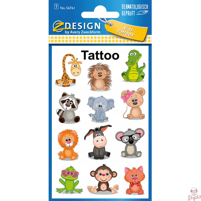 Naklejki tatuaże dla dzieci ZWIERZĄTKA 56761 Z-DESIGN KIDS TATTOO AVERY ZWECKFORM