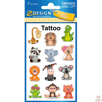 Naklejki tatuaże dla dzieci ZWIERZĄTKA 56761 Z-DESIGN KIDS TATTOO AVERY ZWECKFORM