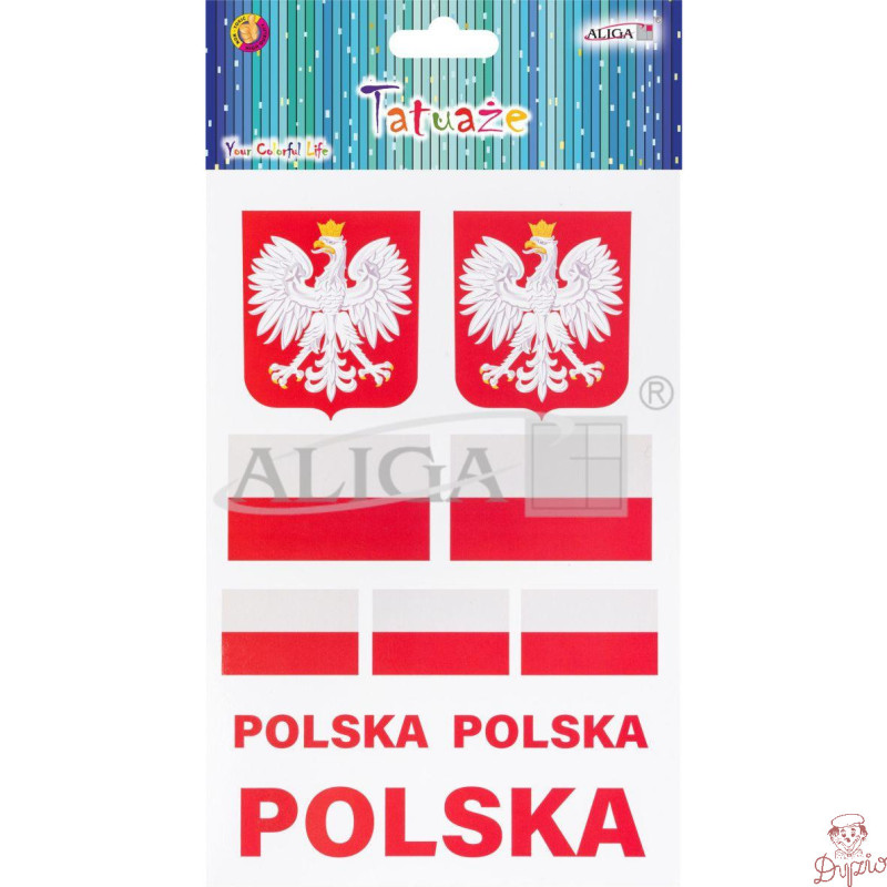 Tatuaże do ciała 14x21cm BARWY NARODOWE TAT-0673 ALIGA