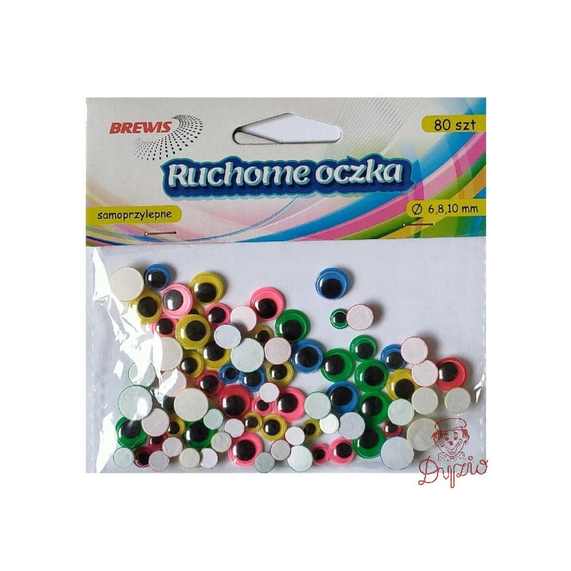 Oczka ruchome okrągłe samoprzylepne 6,8,10mm (80 sztuki) RO20 BREWIS