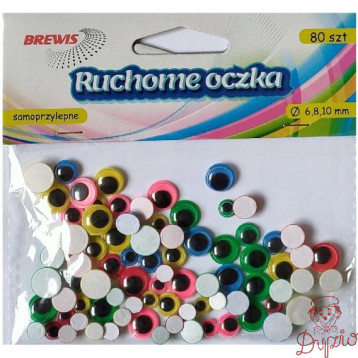 Oczka ruchome okrągłe samoprzylepne 6,8,10mm (80 sztuki) RO20 BREWIS