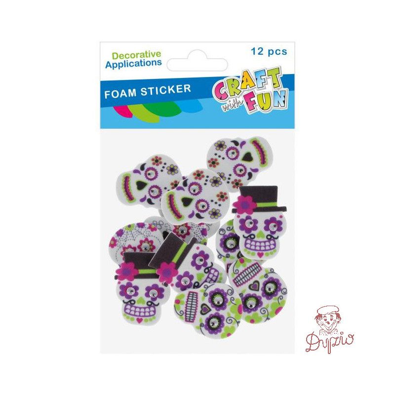 Naklejki piankowe Meksykańskie czaszki 12szt. 572692 CRAFT WITH FUN