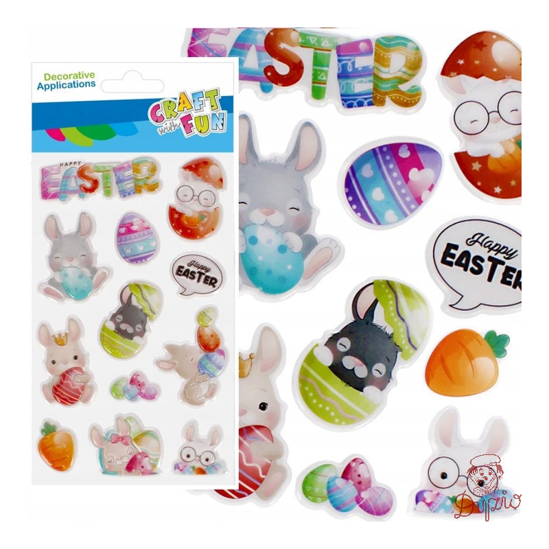Naklejki zajączek wielkanocny 12szt. CRAFT WITH FUN 531728