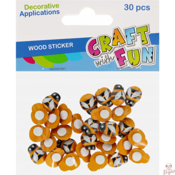 Naklejki drewniane pszczoła 30szt. 15mm CRAFT WITH FUN 555408