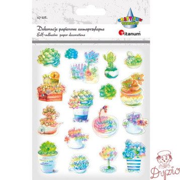 Naklejki papierowe 3D KAKTUSY 17szt. 490748 TITANUM