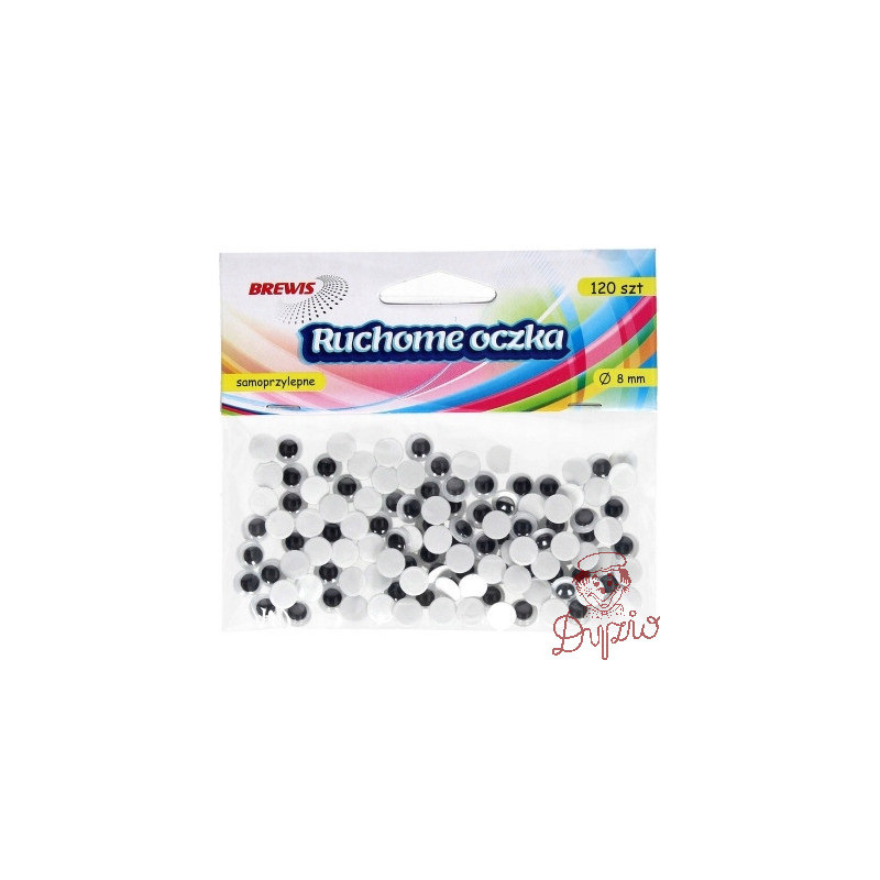 Oczka ruchome okrągłe 8mm (120) samoprzylepne Ro2 BREWIS
