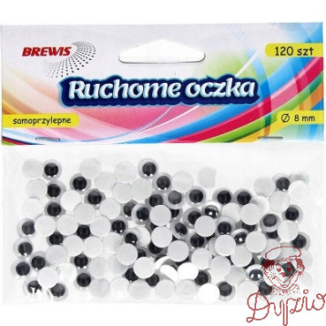 Oczka ruchome okrągłe 8mm (120) samoprzylepne Ro2 BREWIS