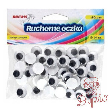Oczka ruchome 14mm samoprzylepne (60szt.) RO09 Brewis