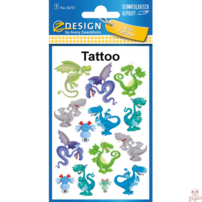 Naklejki tatuaże dla dzieci SMOKI 56751 Z-DESIGN KIDS TATTOO AVERY ZWECKFORM