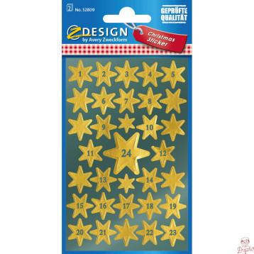 Naklejki Z-Design - złote gwiazdy z cyframi 52809 AVERY ZWECKFORM
