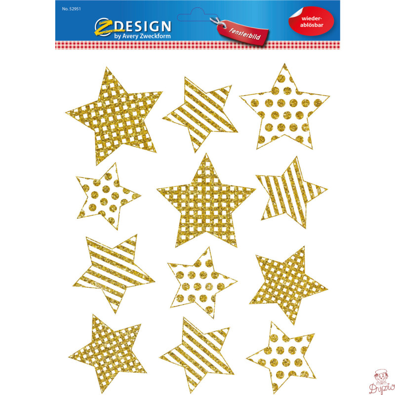 Naklejki foliowe Z-Design na okno - złote gwiazdki 52951 AVERY ZWECKFORM