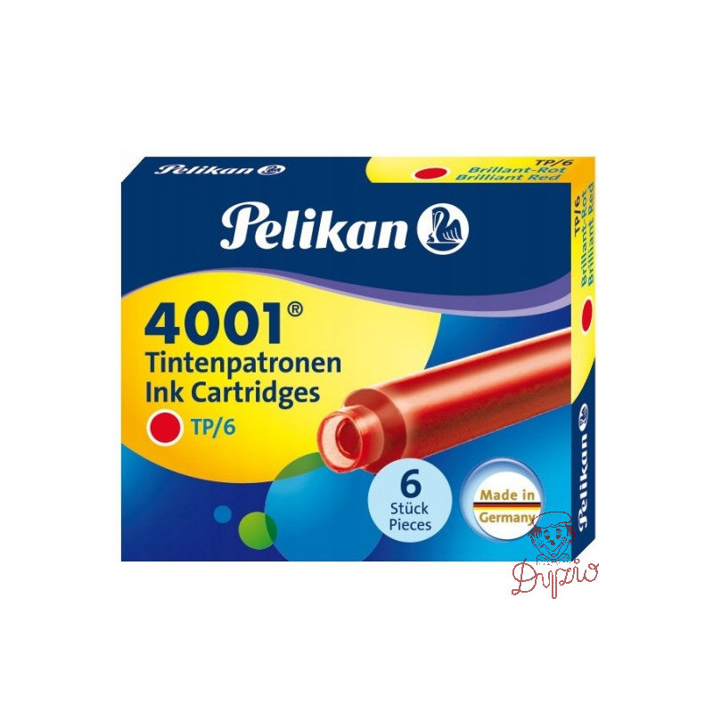 Naboje krótkie czerwone (6szt.) 400142567 PELIKAN