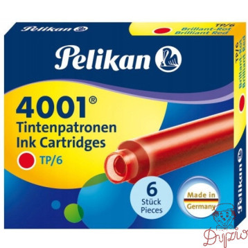 Naboje krótkie czerwone (6szt.) 400142567 PELIKAN