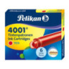 Naboje krótkie czerwone (6szt.) 400142567 PELIKAN