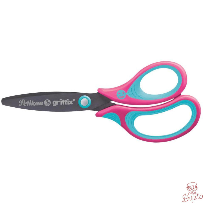 Nożyczki Griffix ergonomiczne 14cm zaokrąglone różowe 819114 PELIKAN