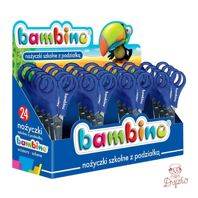 Nożyczki szkolne z podziałką ( 24 sztuki) , display BAMBINO