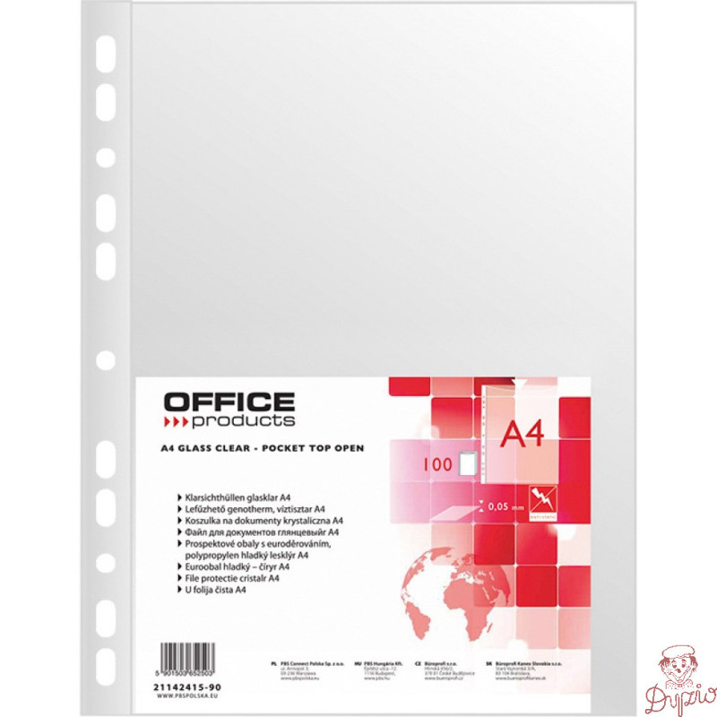 Koszulka krystaliczna A4 PP 50mic (100szt.) w folii 21142415-90 OFFICE PRODUCTS