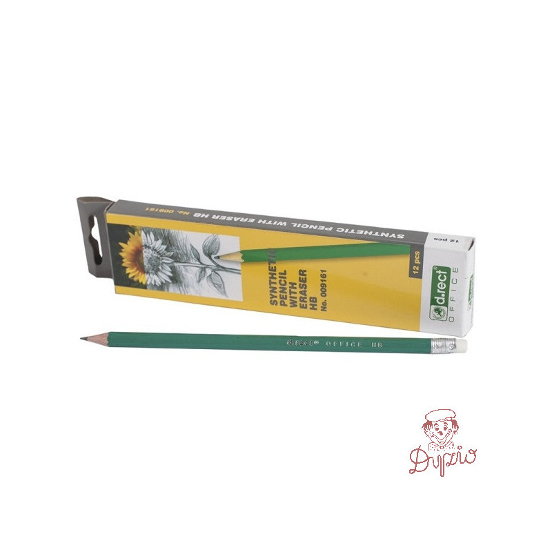Ołówek syntetyczny HB z gumką (12szt.) 009161 D.RECT