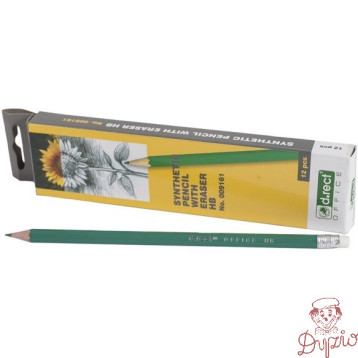 Ołówek syntetyczny HB z gumką (12szt.) 009161 D.RECT