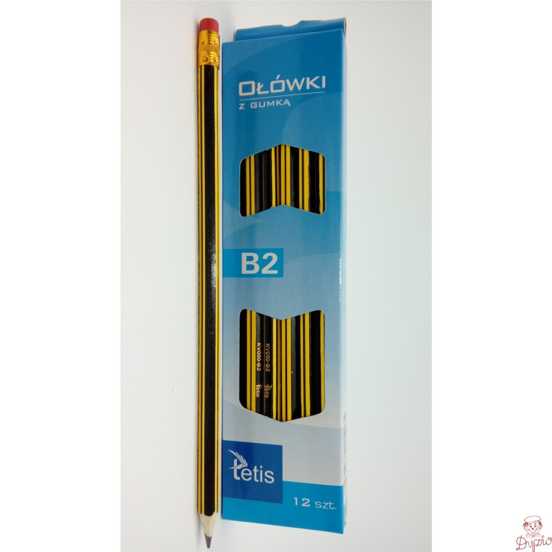 Ołówek z gumką twardość 2B (12szt.) KV050-B2 TETIS