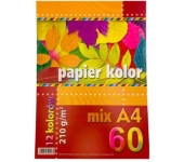 Papier A4 kolorowy mix 12 kol. 210g (60ark) KRESKA