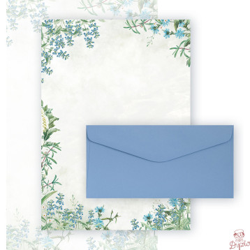 Papeteria ozdobna A4 Arkusz Fiori Blue 100g.(20ark.) +koperta DL gładki ciemnoniebieski (10szt.) 206252 Galeria Papieru