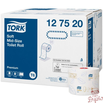 Papier toaletowy TORK T6 Premium Soft compact (27 rolek) biały 2w 90m 127520 celuloza+makulatura
