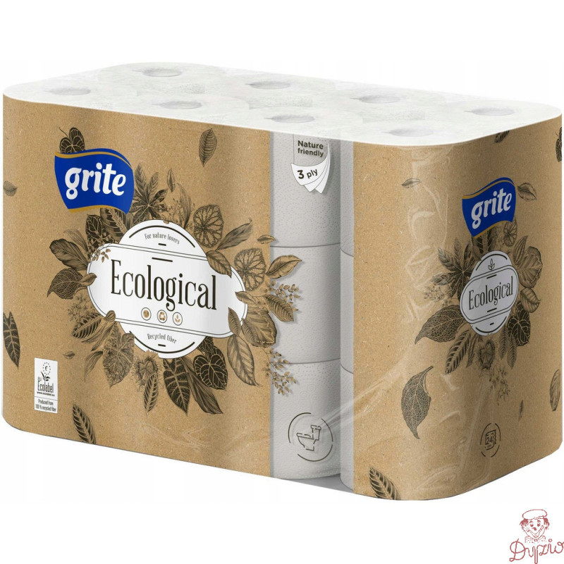Papier toaletowy GRITE Ecological (24 rolki) 3 warstwy 135 listków