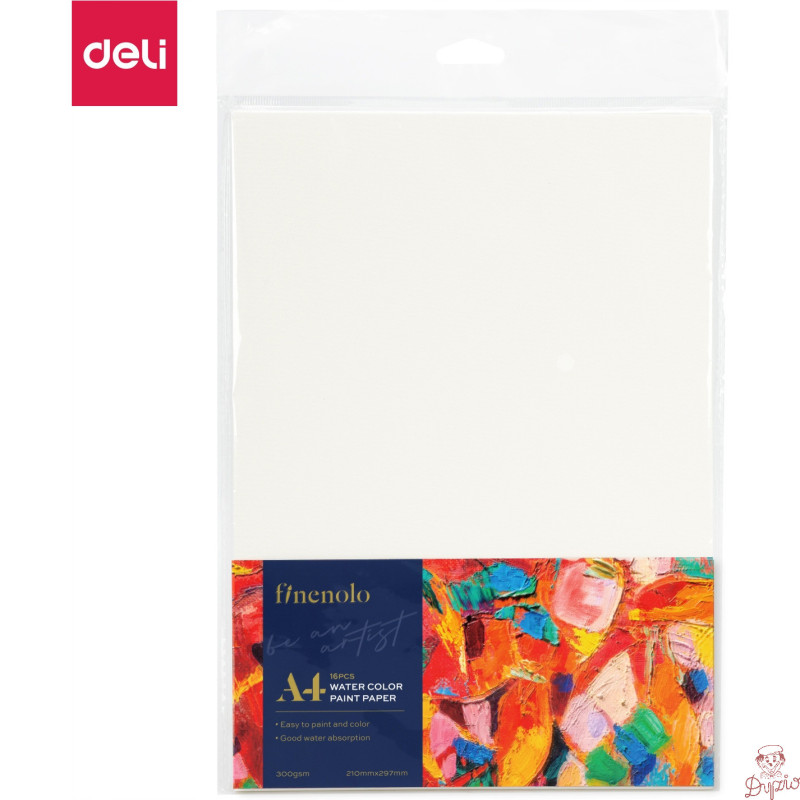 Papier akwarelowy A4 FINENOLO 300g/m2 16szt biały EC270-A4 DELI