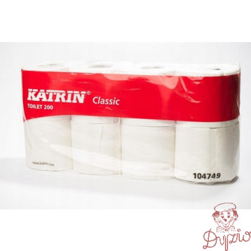 Papier toaletowy KATRIN 2w celuloza 23,4m(8 sztuk) CLASSIC TOILET 200 104749/476154