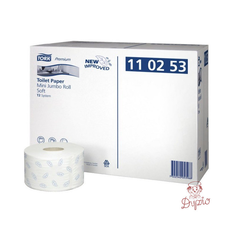 Papier toaletowy TORK T2 (12 rolek) Premium Mini JUMBO makulatura/biały 2w 170m 110253/2000488