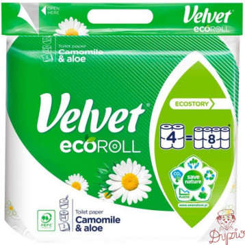 Papier toaletowy VELVET ECOROLL rumiankowy 3w. (4rol.)