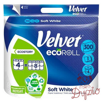 Papier toaletowy VELVET ECOROLL biały 3w. (4rol.)