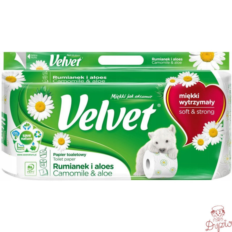 Papier toaletowy VELVET (8 rolek) 3 warstwy zapach RUMIANEK