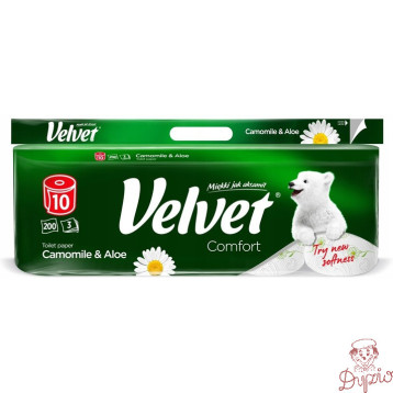 Papier toaletowy VELVET (10 rolek) 3 warstwy zapach RUMIANEK 200 listków