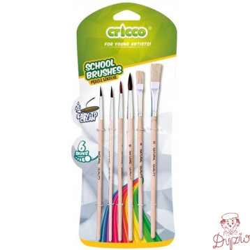Pędzelki szkolne CRICCO 6sztuk,blister CR364B6