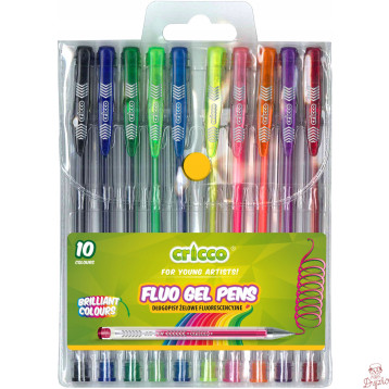 Długopis żelowy fluorescencyjny CRICCO 10kolorów w etui CR816W10 BF