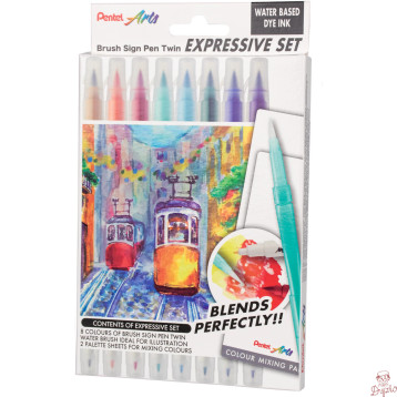 Pisak BRUSH SIGN PEN TWIN LANDSCAPE kpl. 8szt. SESW30C-8LS PENTEL