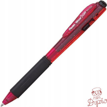 Długopis żelowy WOW K437CR/B czerwony pstryk.gum.uchwyt PENTEL