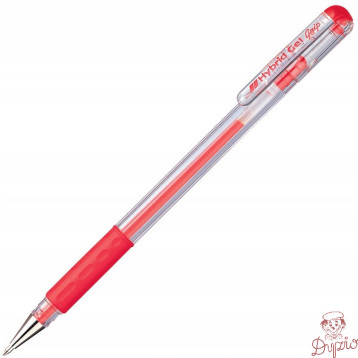 Pióro żelowe PENTEL K116 czerwony z gumowym uchwytem Hybrid Gel Grip
