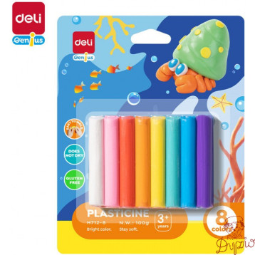 Plastelina 8 kolorów intensywne EH712-8 DELI