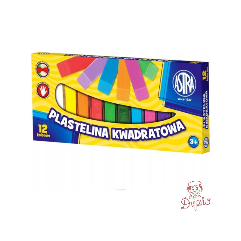 Plastelina dla dzieci kwadratowa 12 kolorów zestaw 83813908 ASTRA