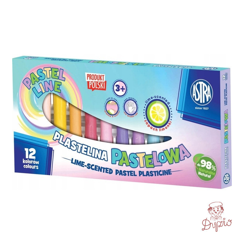 Plastelina dla dzieci zestaw 12 kolorów pastelowa zapachowa 303114001 ASTRA